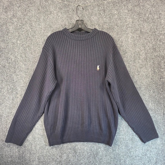 Polo Ralph Lauren Other - Vintage Polo Sport‎ Ralph Lauren Ribbed Crewneck Pullover Sweater XL Navy Cotton